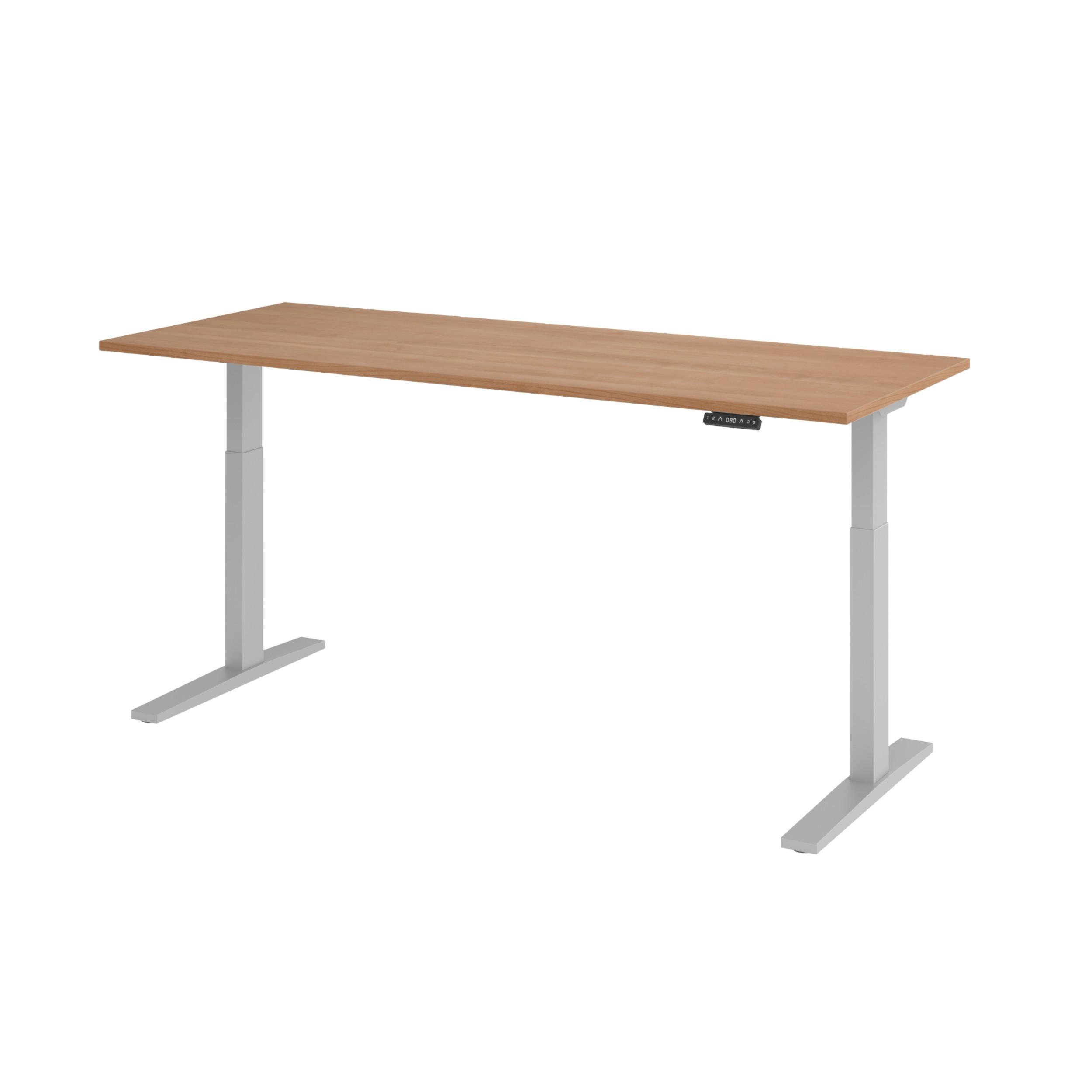 SCHREIBTISCH elektrisch XMKA 80/200/74 cm in Nussbaumfarben/Silberfarben - Silberfarben/Nussbaumfarben, Holzwerkstoff (80/200/74cm) - bümö