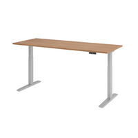 SCHREIBTISCH elektrisch XMKA 80/200/74 cm in Nussbaumfarben/Silberfarben - Silberfarben/Nussbaumfarben, Holzwerkstoff (80/200/74cm) - bümö