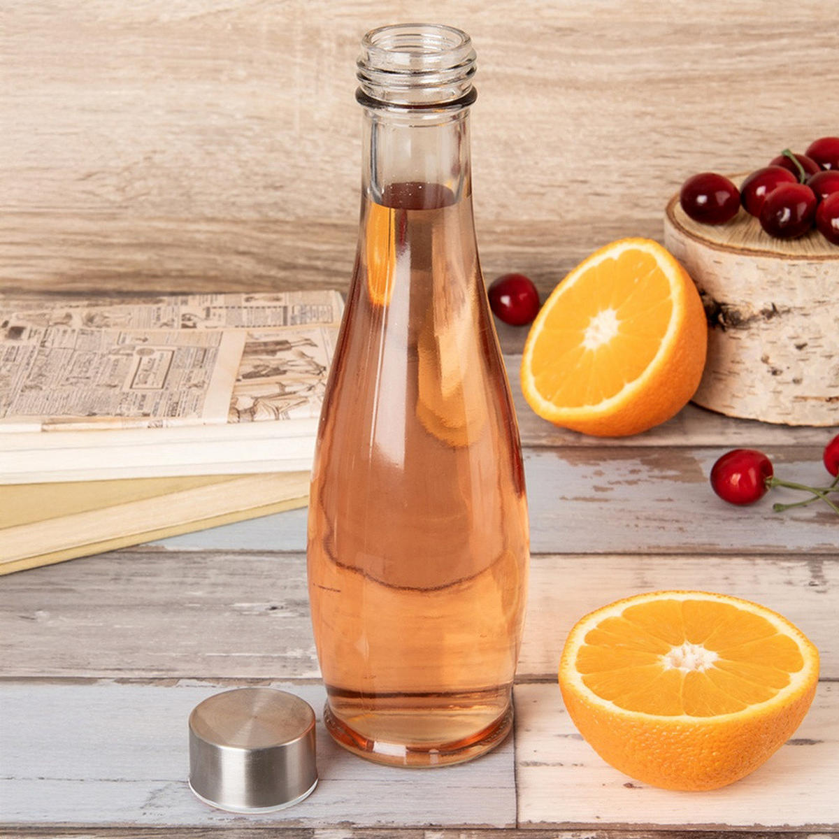 DESIGNFLASCHE Metallverschluss 480 ml Transparent - Transparent, Glas (7.5/25.5/7.5cm) - Orion 