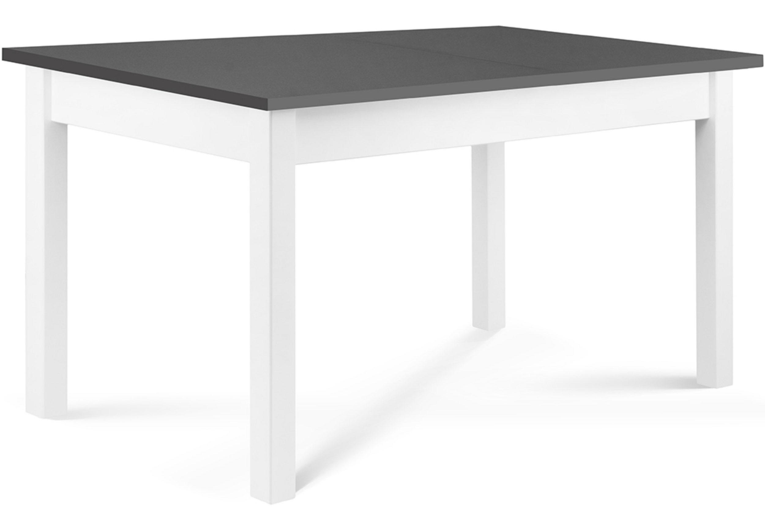 ESSTISCH CENARE Klappbarer, Buchenholz/Laminat, weiß/grau - Weiß/Grau, Holz (80/140/78cm) - KONSIMO®