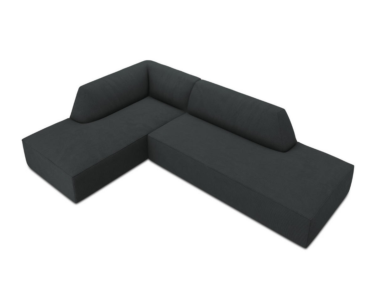 ECKSOFA links Ruby aus Cord schwarz 4 Sitzplätze - Schwarz, Textil (180/273cm) - Micadoni