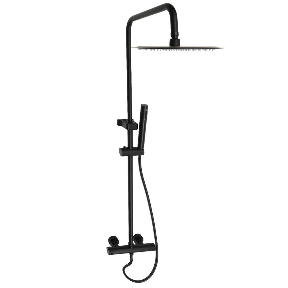 ÜBERKOPFBRAUSESET Thermostat Regendusche Duschsystem - Schwarz, Metall (20/123/33cm) - Bextcok