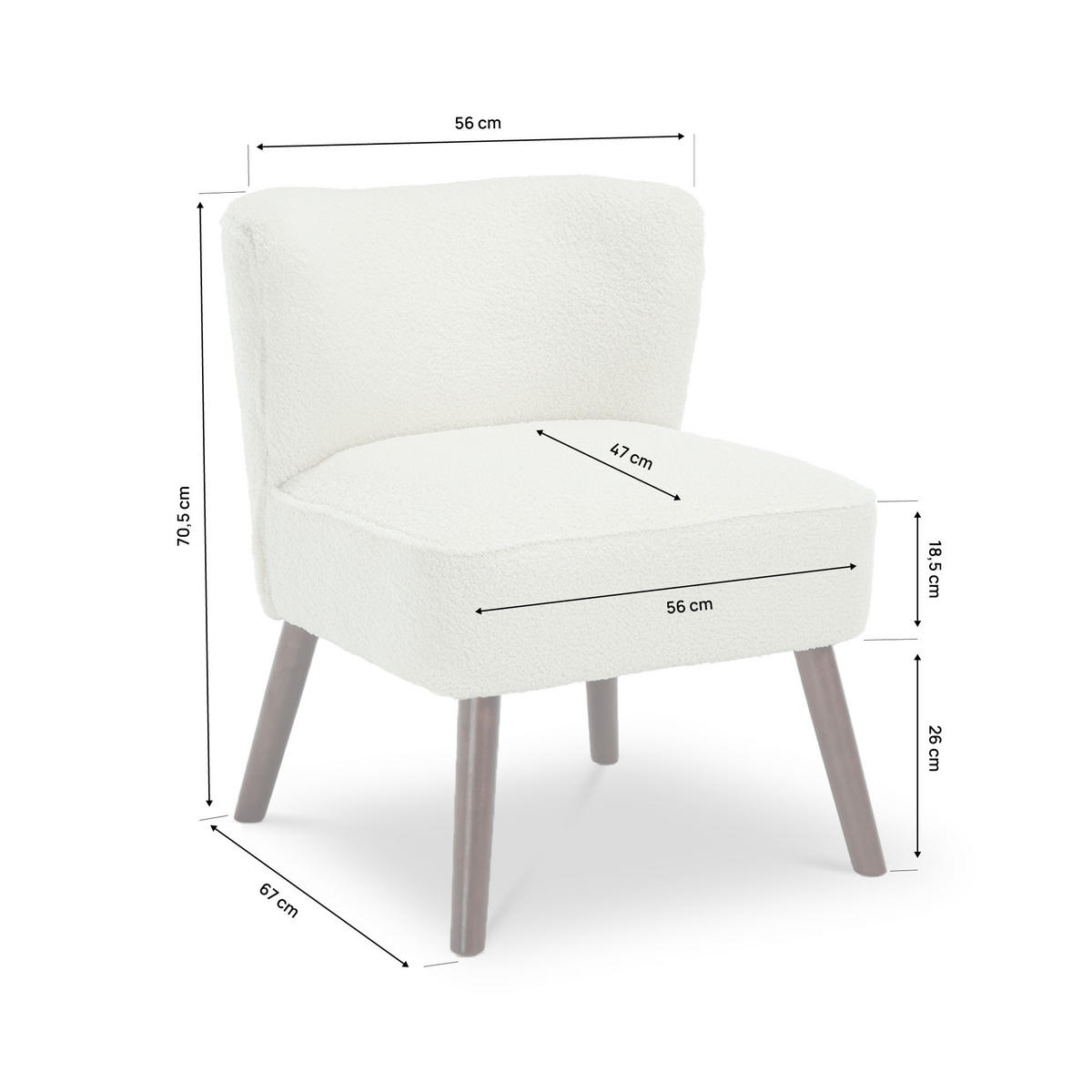 COCKTAILSESSEL 2er-Set Jofi aus weißem Frottee - Dunkelbraun/Weiß, Holz/Textil (56/70.5/67cm) - Sicaan