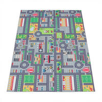 KINDERTEPPICH waschmaschinenwaschbar Stadt‑Land‑Karten‑Muster Kinderzimmer schmutzabweisend Grau Rechteckig 100x200 - Grau, Textil (100/200cm) - KADIMA DESIGN