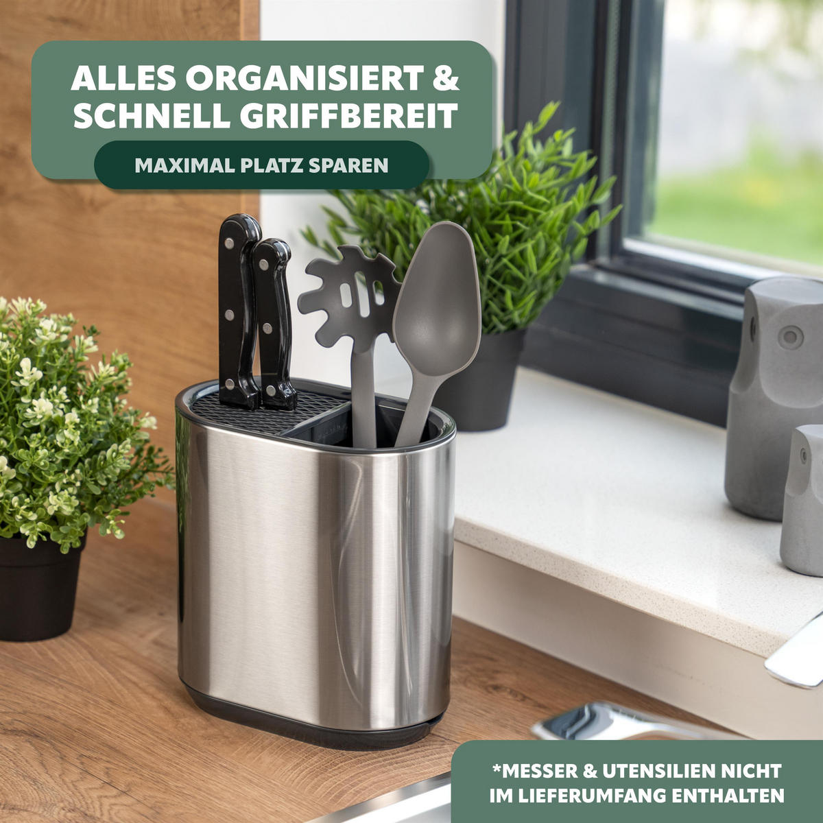 MESSERBLOCK, silber, ABS-Kunststoff, Edelstahl - Edelstahlfarben, Metall (18/19.4/11.5cm) - bremermann