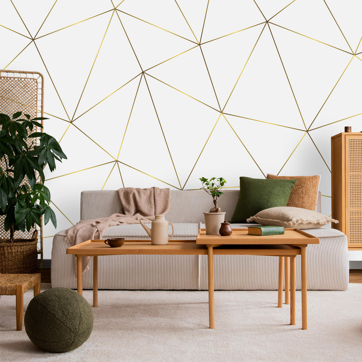 FOTOTAPETE Geometrische Abstraktion Glamour Stil 250x175 - Gelb/Beige, Papier (250/175cm) - Muralo