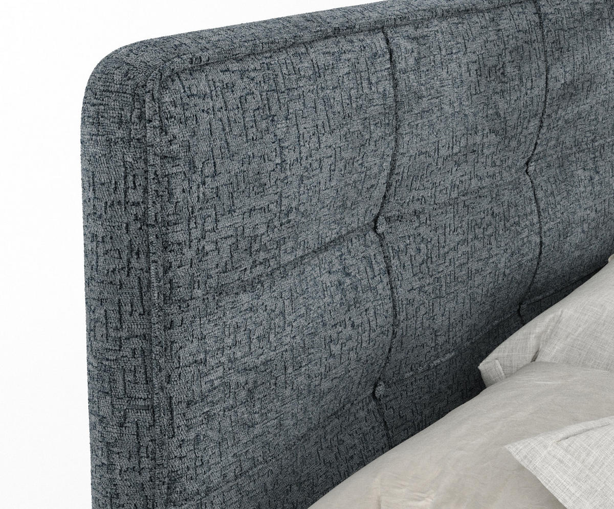 BOXSPRINGBETT Semplice Blau Grau 160/200 cm - Blaugrau/Schwarz, Holz/Holzwerkstoff (160/200cm) - Maison de Reve