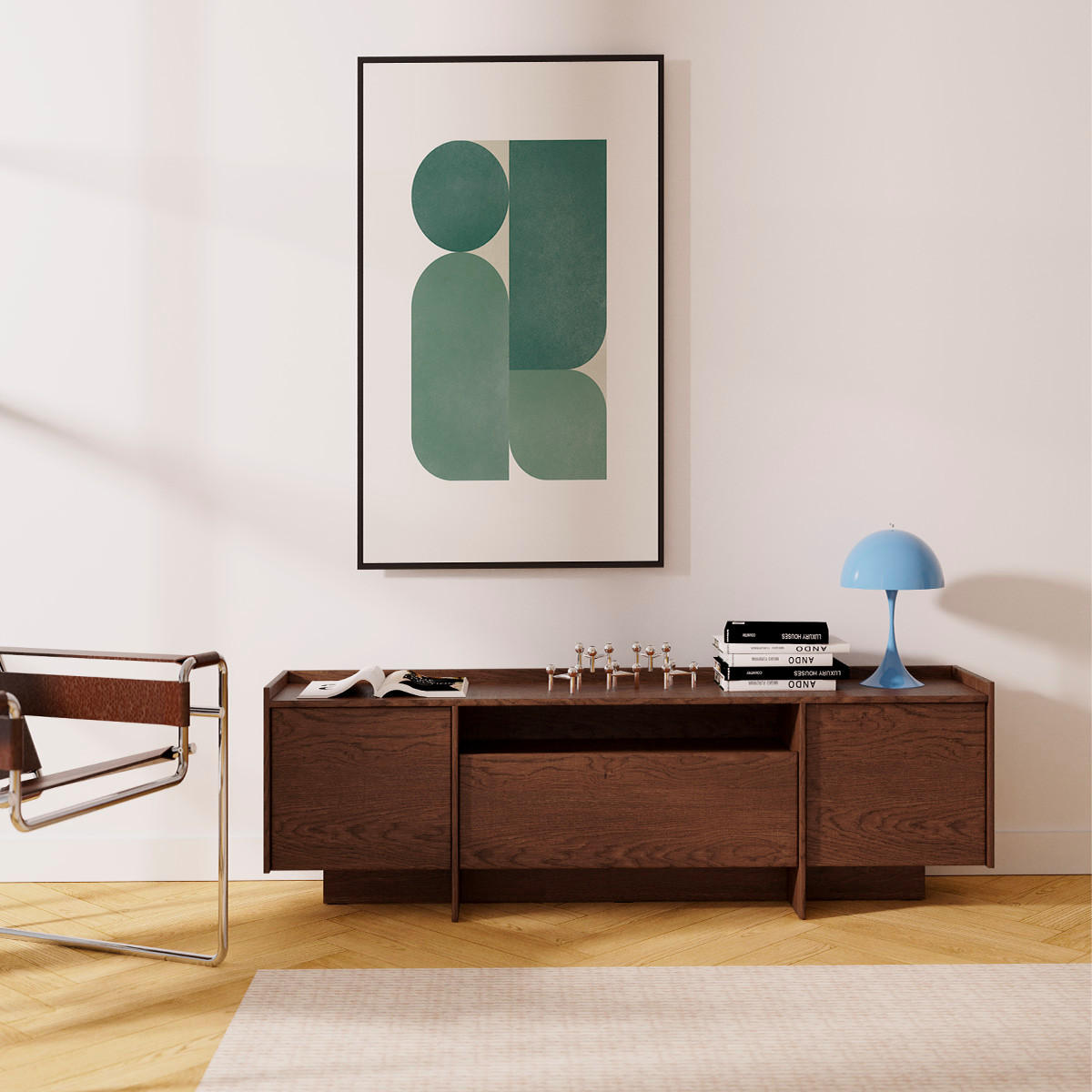 TV-MÖBEL Japandi Dunkles Holz - Braun, Holzwerkstoff (175/57/38cm) - Petits-meubles