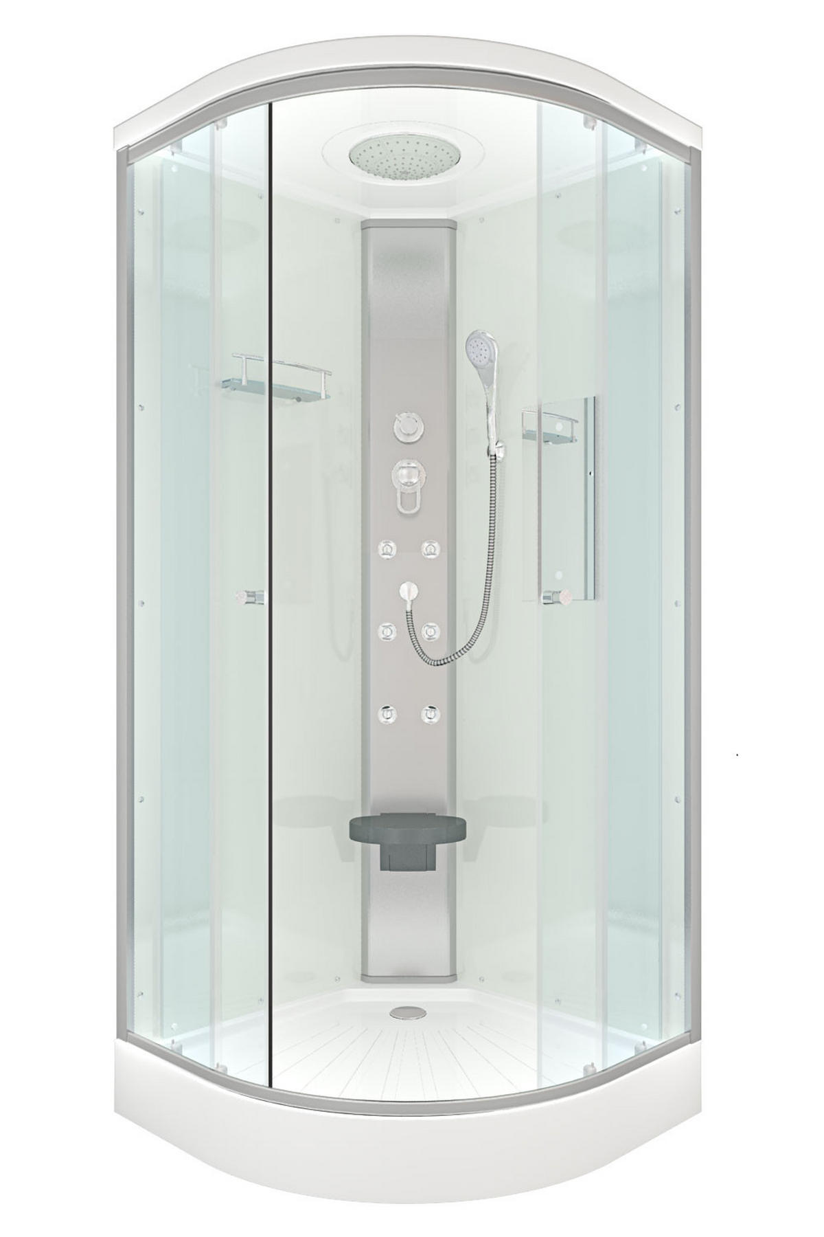 DUSCHE Fertigdusche D10-10T0 Weiß 90x90 - Weiß, Glas/Kunststoff (90/90/215cm) - AcquaVapore by Sandra Jentho