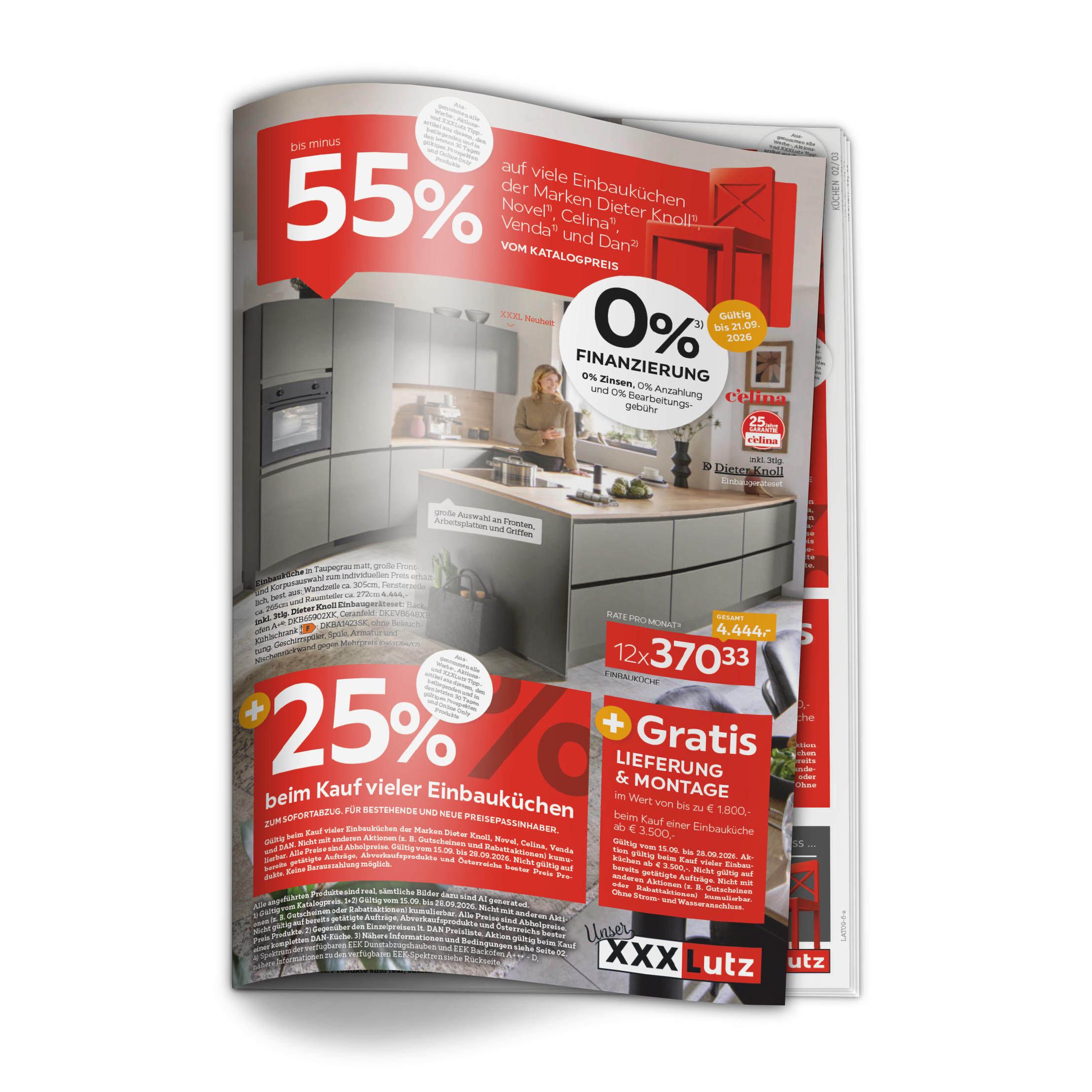 Bis minus 55% auf viele Einbauküchen der Marken Dieter Knoll® Novel, Celina, Venda und Dan VOM KATALOGPREIS