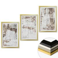 WANDBILDER 3er Set - 40x60 cm Goldrahmen - Abstrakte Muster, weiß, braun - Goldfarben, Kunststoff (40/60cm) - ArtPrintCave