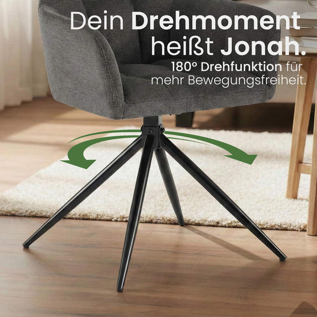 ARMLEHNENSTUHL Stoff Dunkelgrau - Dunkelgrau/Schwarz, Textil/Metall (59/87/59cm) - CLP