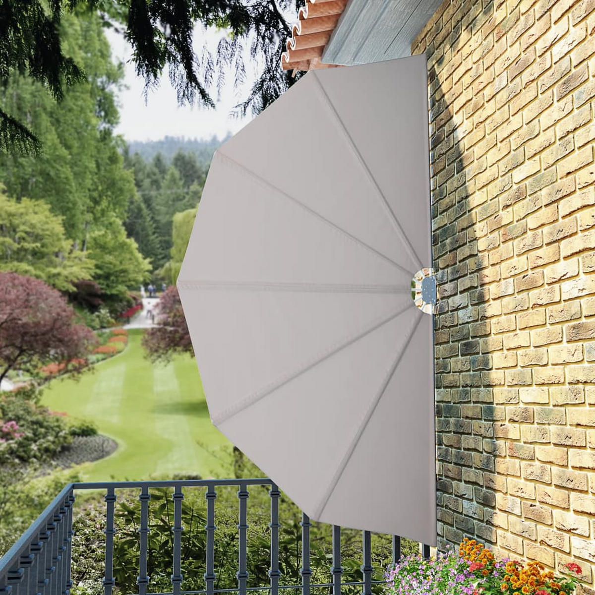 FALTBARER Terrassen-Seitenfächer Creme 160 cm - Creme, Textil (160/130/160cm) - furnicato