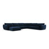 PANORAMASOFA rechts Kaelle aus Samt königsblau 8 Sitzplätze - Blau, Textil (284/85/384cm) - Micadoni