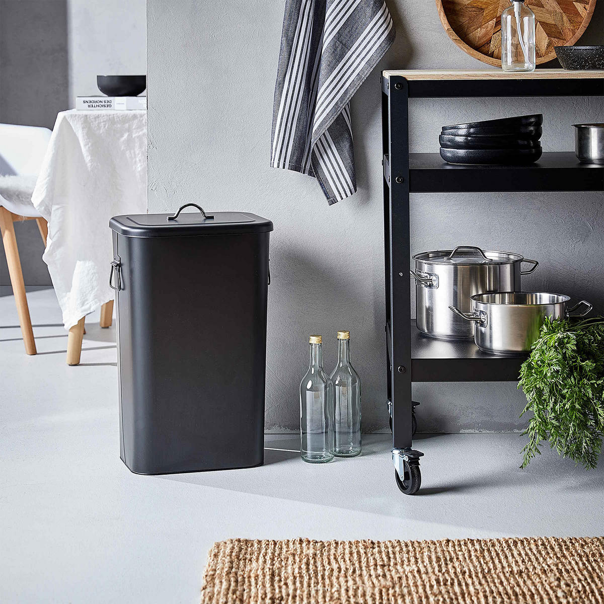 MÜLLEIMER Binster - Schwarz, Metall (34/58/28cm) - BUTLERS