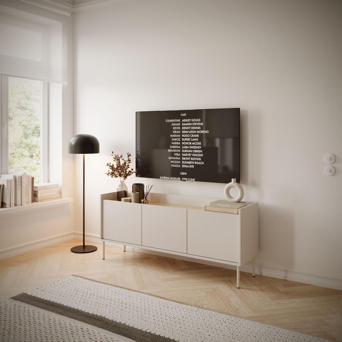TV-SCHRANK Tovi Kaschmirgrau / Holzoptik Eiche 140 cm - Taupe, Holzwerkstoff/Metall (139.8/58.5/36.4cm) - Selsey