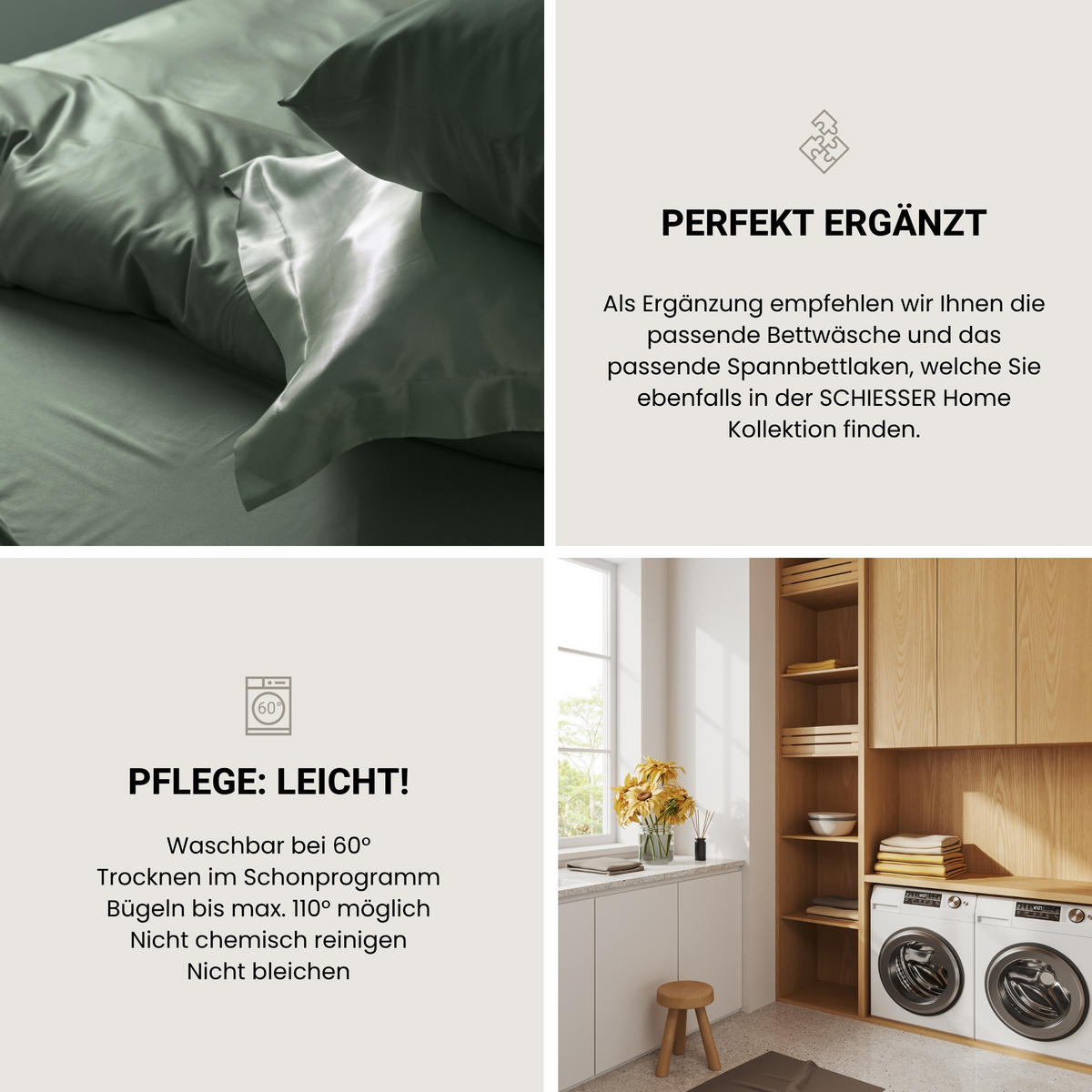 KISSENHÜLLENSET Ella - Baumwollsatin - 2-teilig - 40 x 80 cm - Dunkelgrün - Dunkelgrün, Textil (40/80cm) - SCHIESSER