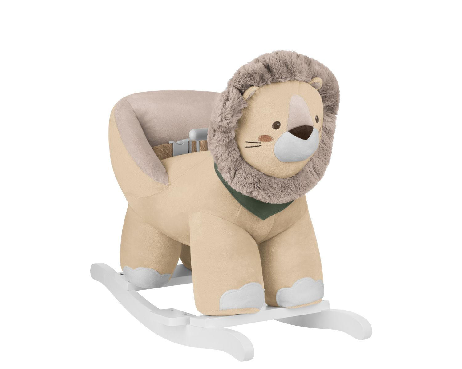 SCHAUKELTIER Löwe beige Plüsch, Sicherheitsgurt, Fußstützen, Holzkufen, Rückenlehne, bis 30 kg - Beige, Textil (33/55/68cm) - Kikka boo