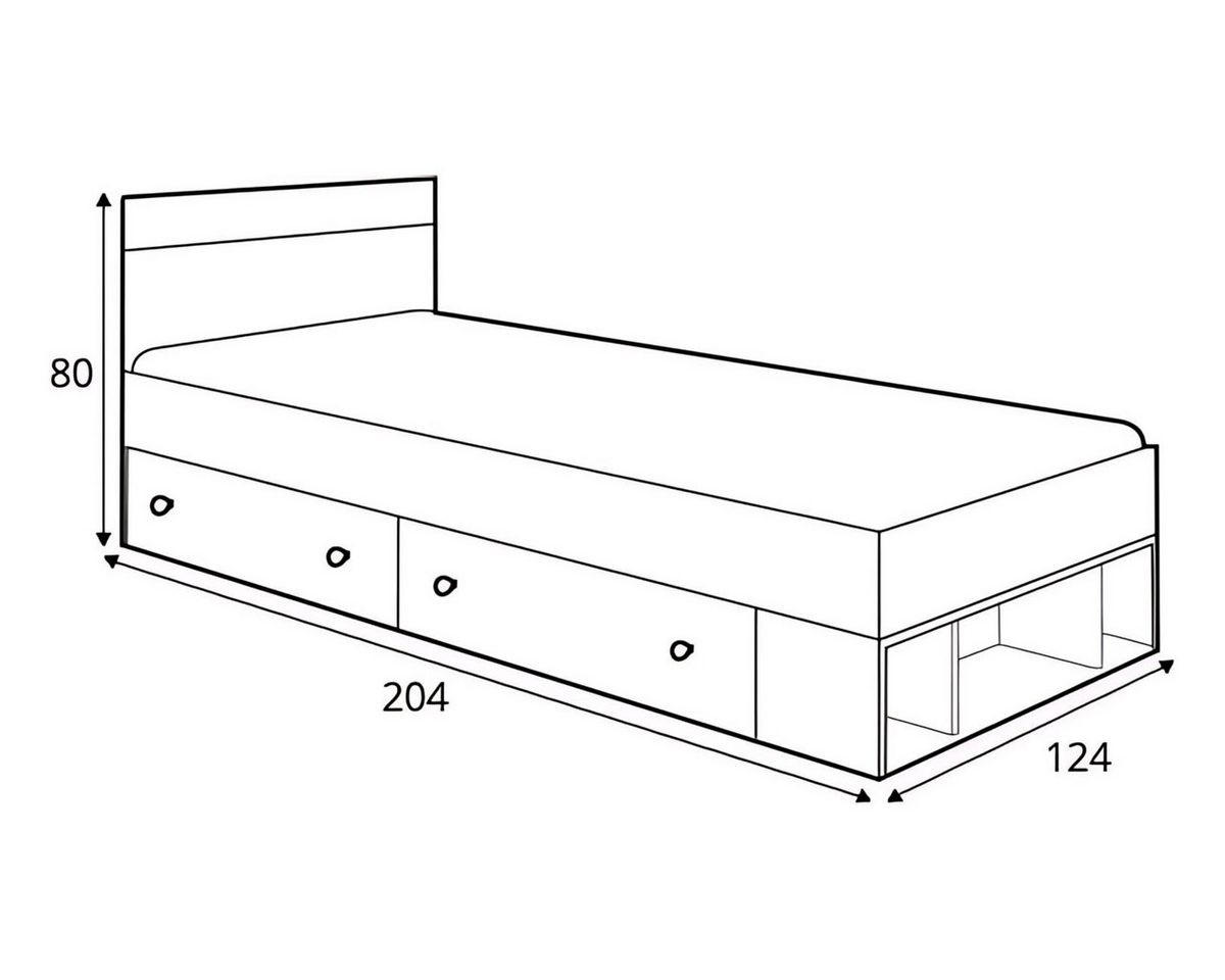 JUGNEDBETT POKO 15 120/200 cm in Biskuiteiche / Weiß Lux / Grau - Eichefarben/Weiß, Holzwerkstoff (120/200cm) - Deine Möbel 24