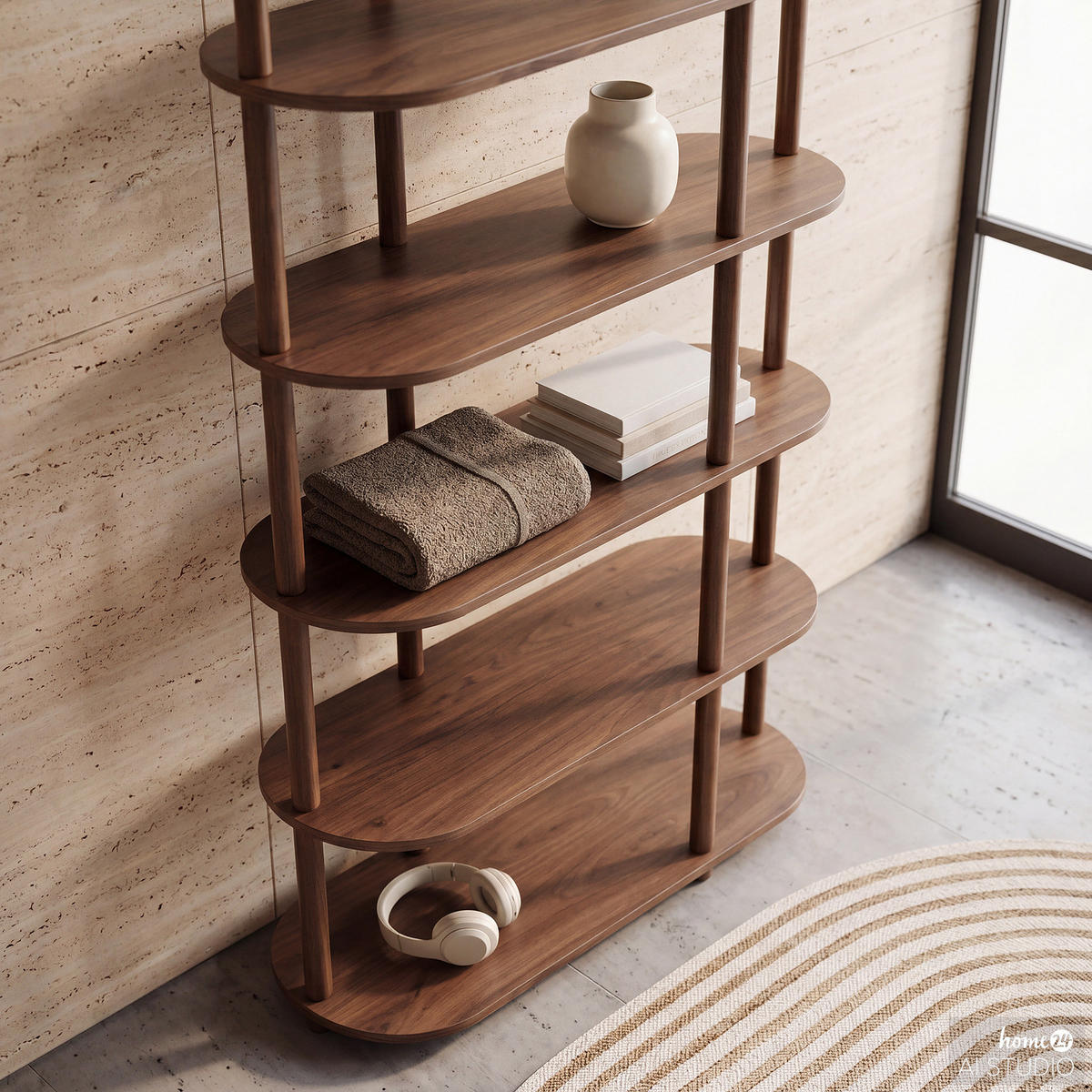 REGAL - Massivholz - Walnussfarben, Eichenholz/Holz (117/157/38cm) - home24