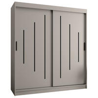 ŠATNÍ skříň s posuvnými dveřmi 200/180/62 2dveřová - černá/kašmírová, dřevo/plast (180/200/62cm)