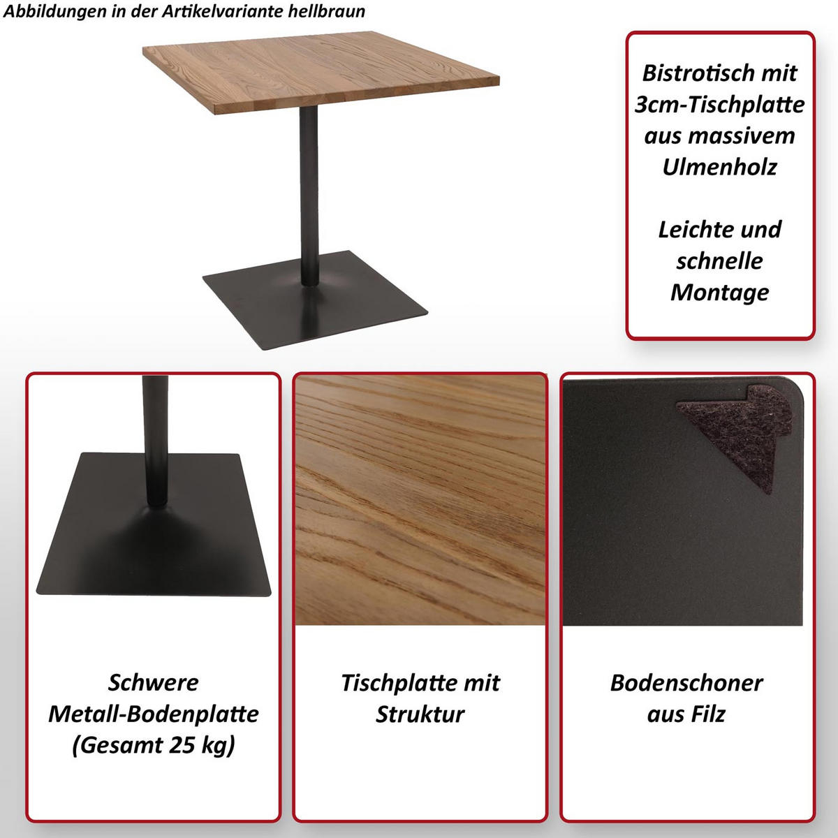 BISTROTISCH eckig Braun - Braun, Holz (80/80/75cm) - MCW
