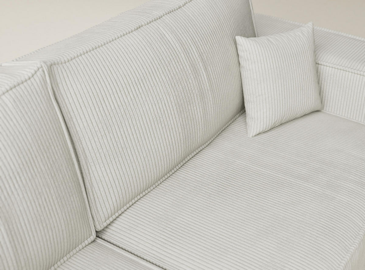 ECKSOFA MIT SCHLAFFUNKTION Tonga Creme Samtstoff - Creme/Schwarz, Holz/Holzwerkstoff (105/225cm) - Maison de Reve