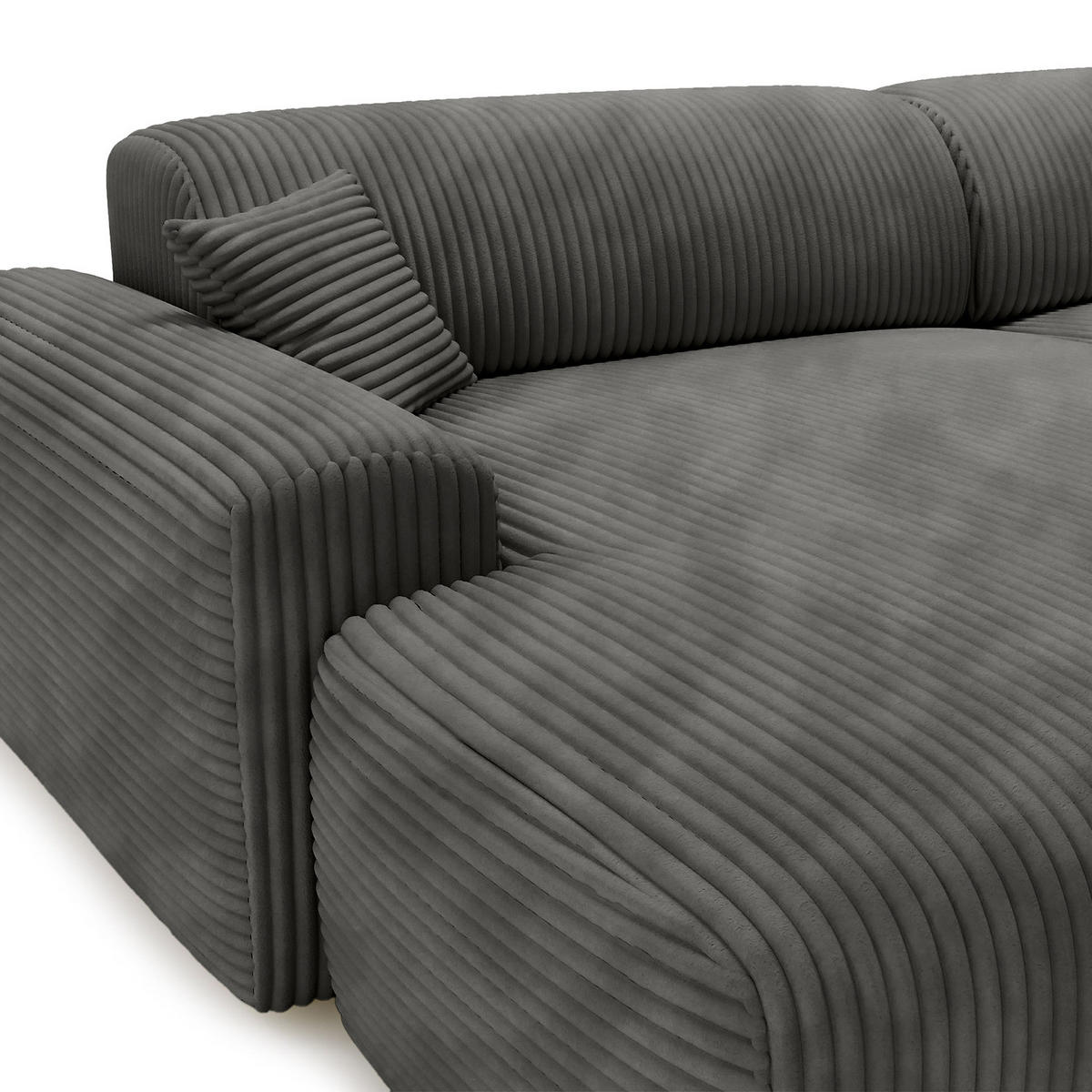 ECKSOFA mit Longchair - Cord - Schwarz/Grau, Kunststoff/Textil (284/178cm) - home24