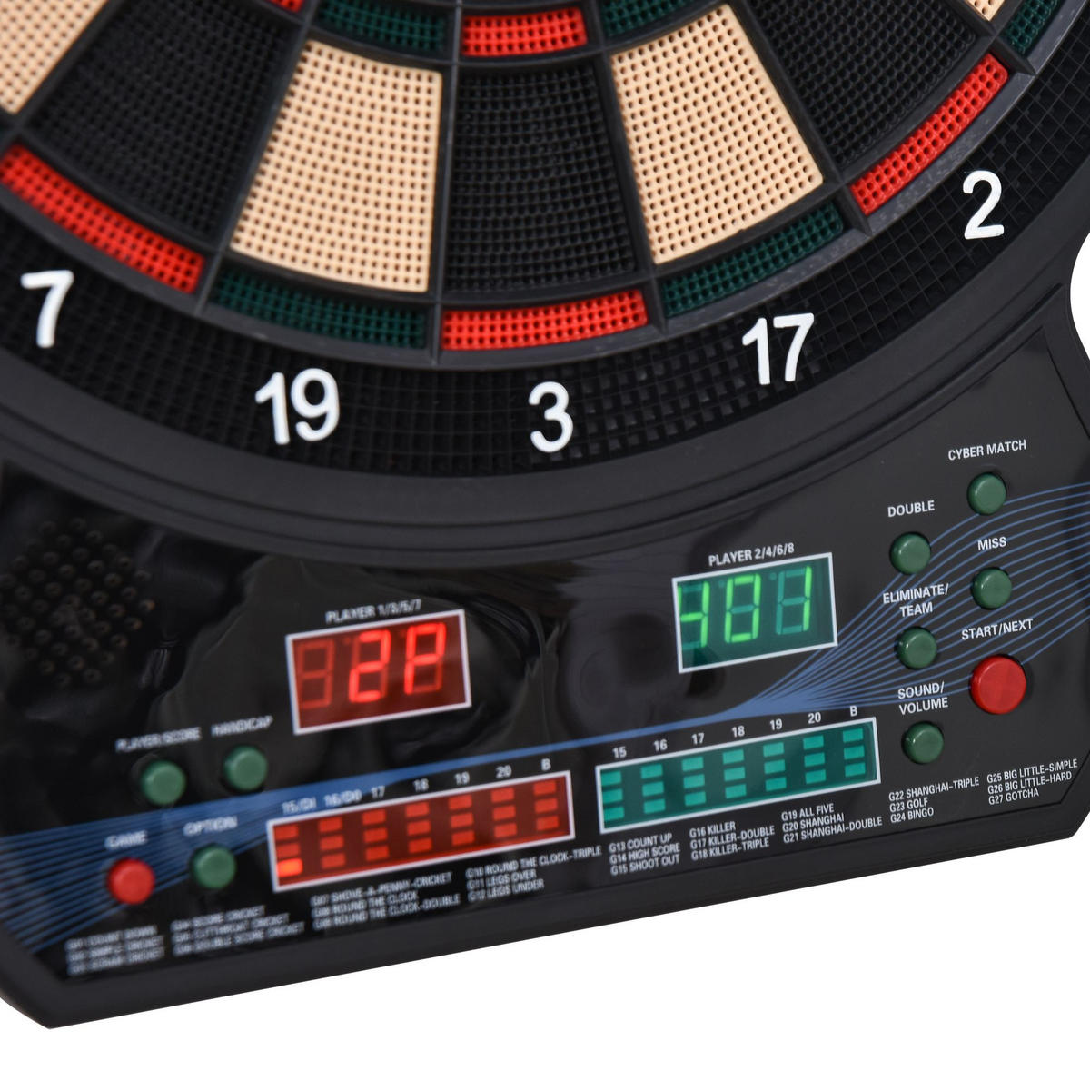 DARTSCHEIBE DE-18832 27 Spiele, 202 Variationen Schwarz - Schwarz, Kunststoff (3/51/42cm) - ComfortXL