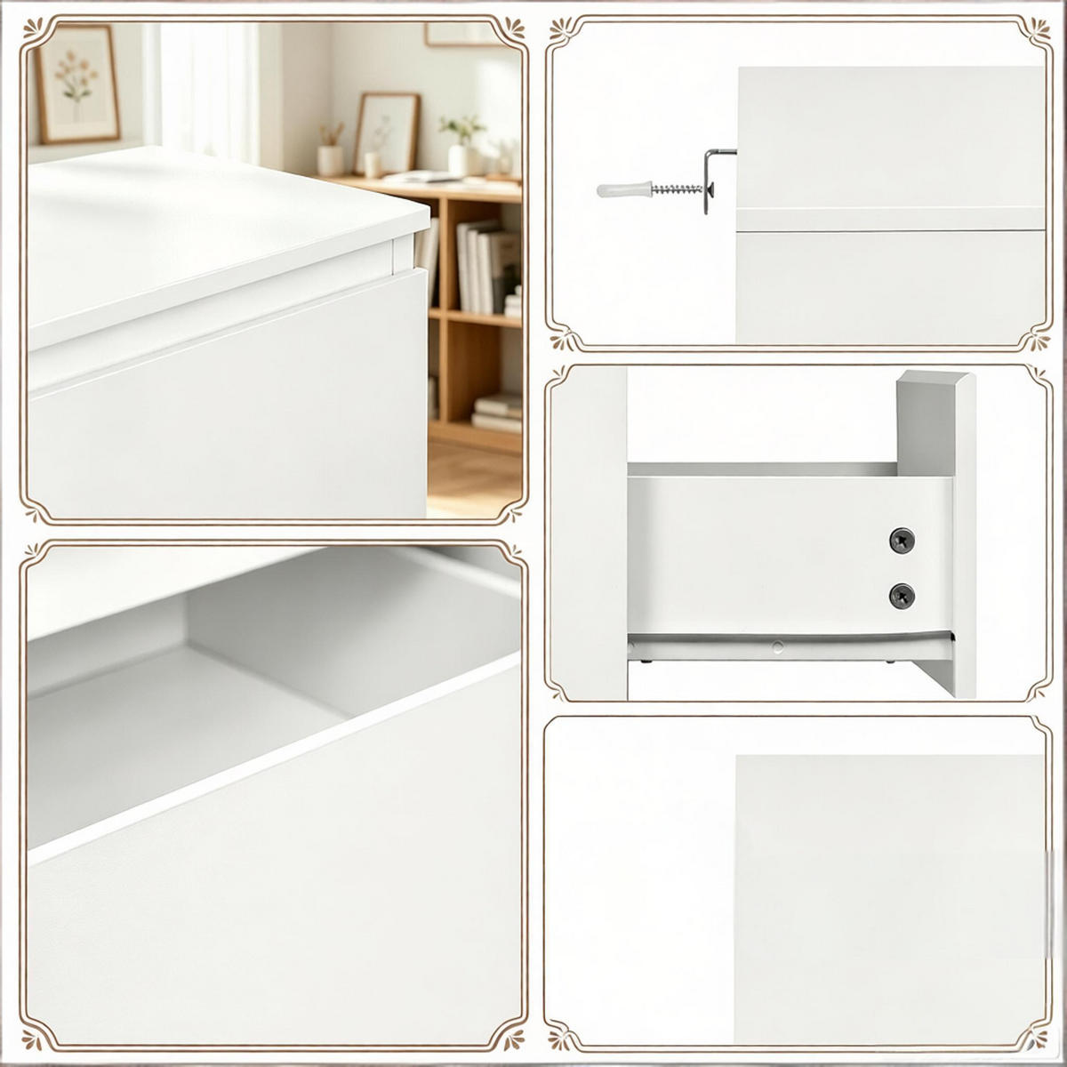 NACHTTISCH DE-38066 60/40/90 cm mit 4 Schubladen Weiß - Weiß, Holzwerkstoff (60/90/40cm) - ComfortXL