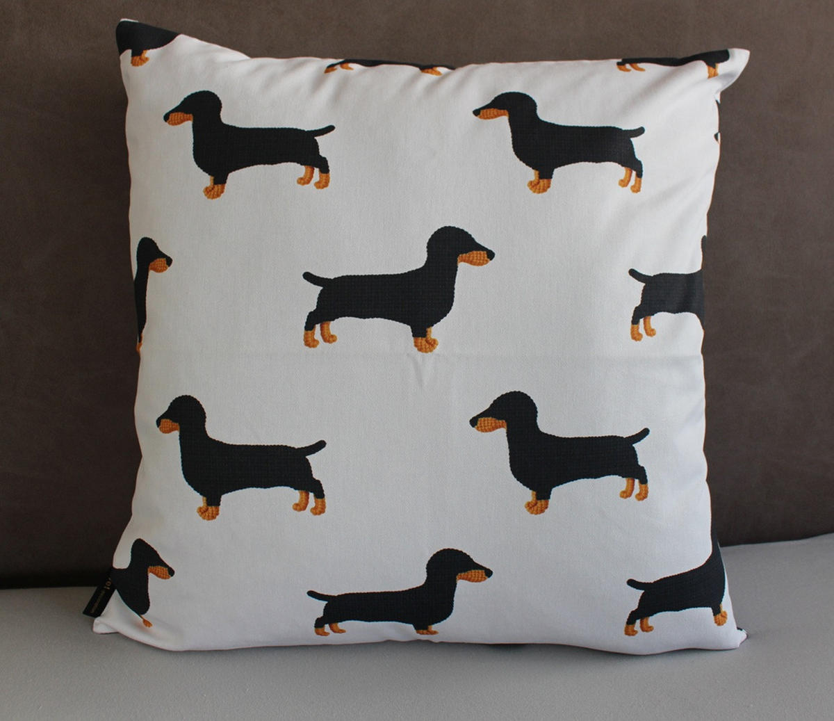 KISSENHÜLLE KLEINE DACKEL - Weiß, Textil (50/50cm) - Yve! decoration