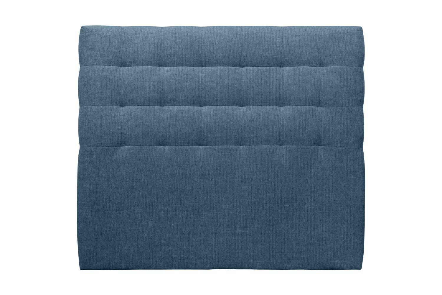 KOPFTEIL gepolstert - Gesteppt – ozeanblauer Stoff - 135 cm - Beige/Dunkelblau, Holz (135/120/10cm) - Sommeil de Plomb