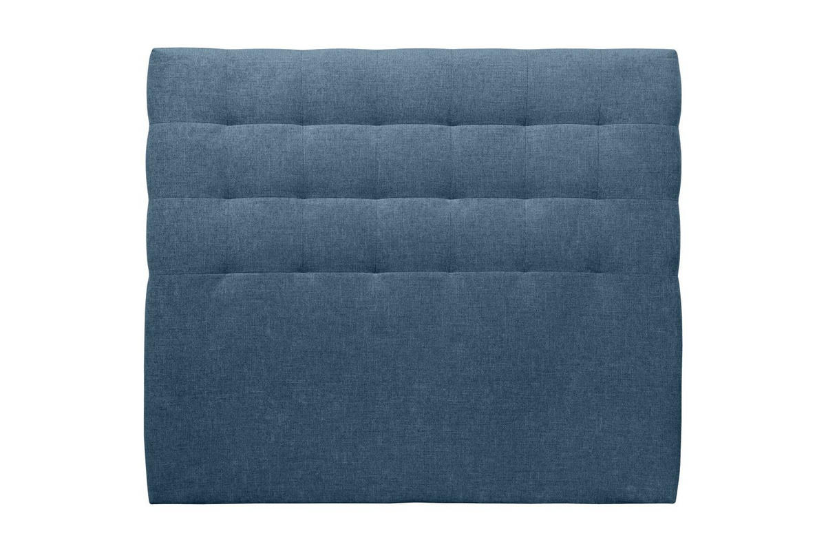 KOPFTEIL gepolstert - Gesteppt – ozeanblauer Stoff - 160 cm - Beige/Dunkelblau, Holz (160/120/10cm) - Sommeil de Plomb