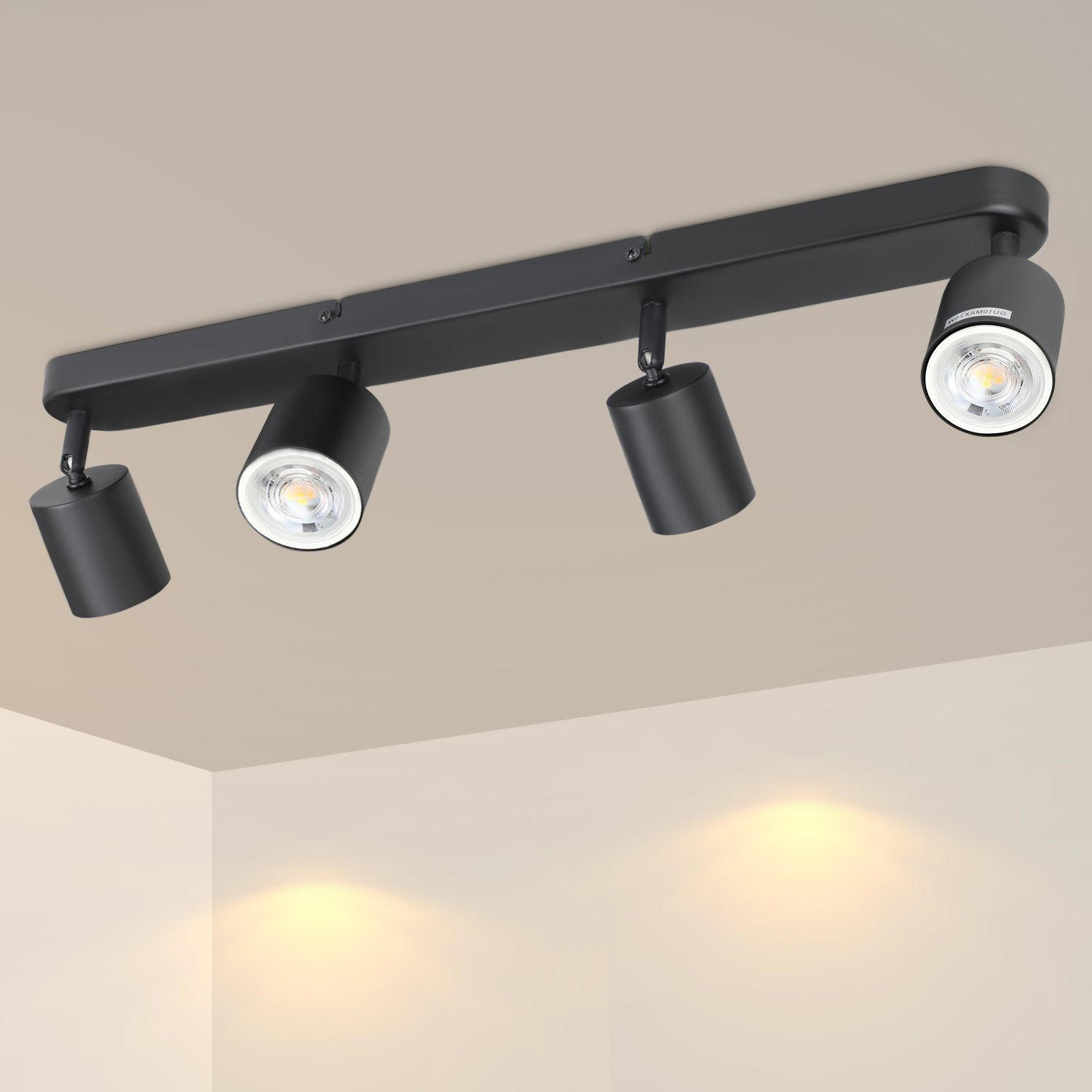 DECKENSTRAHLER Tenten 58/7/14cm - Schwarz, Metall (58/7/14cm) - ZMH