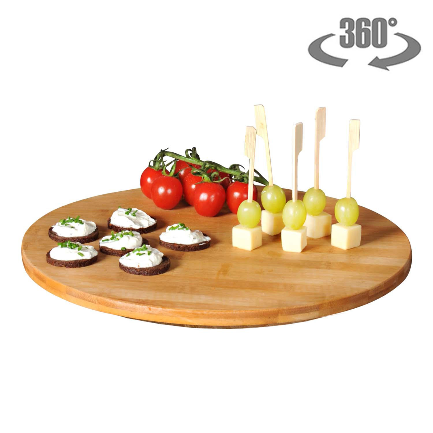 SERVIERPLATTEN, 3 Stück, drehbar - Bambus - Ø 35cm - Naturfarben, Holz (35/1.5/35cm) - Kesper