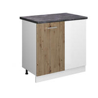 ECKUNTERSCHRANK R-Line Artisan-Eiche 86 cm, AP Anthrazit - Weiß/Eiche Artisan, Holzwerkstoff (86/81.6/60cm) - Vicco
