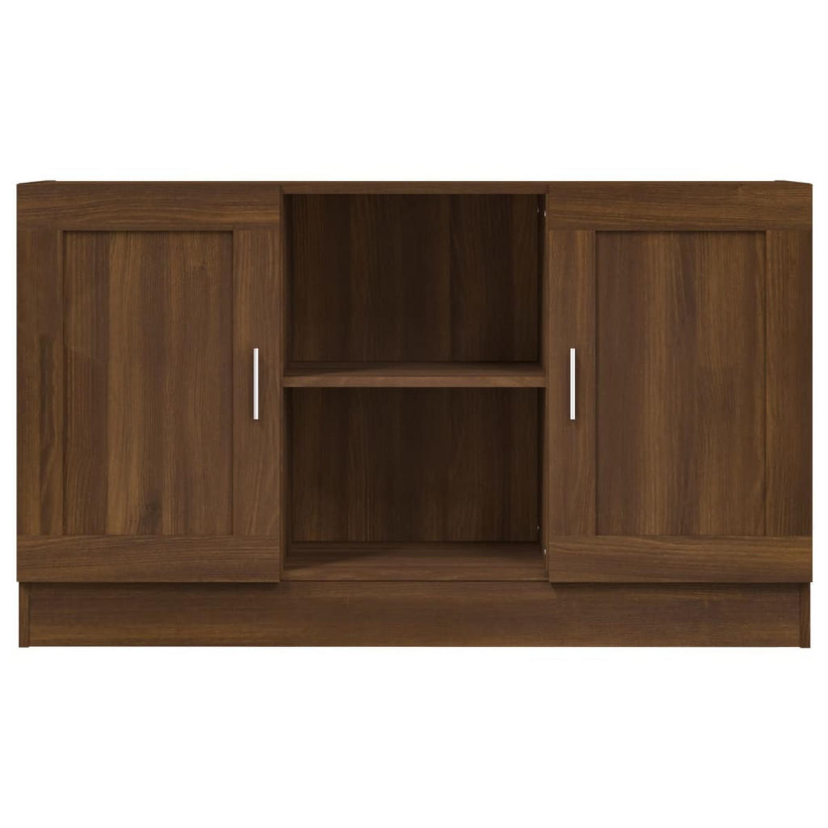 SIDEBOARD mit 2 Fächern, 2 Türen 120/30,5/70 cm aus Holzwerkstoff Braun Eichen-Optik Dekor - Dunkelbraun/Grau, Holz/Metall (120/70/30.5cm) - vidaXL