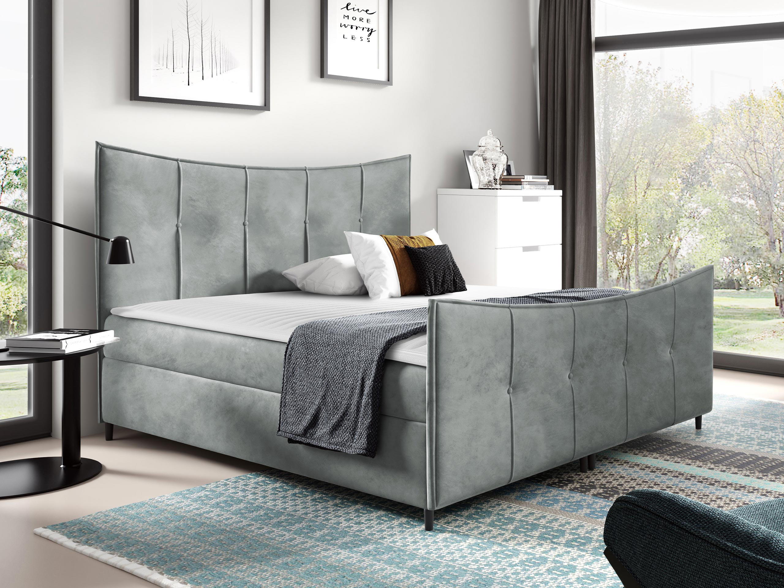 BOXBETT Bergamo Lux - Hellgrau, Holz (120/200cm) - MIRJAN24