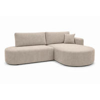 ECKSOFA Mit Schlaffunktion Und Bettkasten, Cordstoff Poso, Dunkelbeige, Rechts, ROUND ONE OPEN XL - Beige, Holz (262/175cm) - Kaiser Möbel