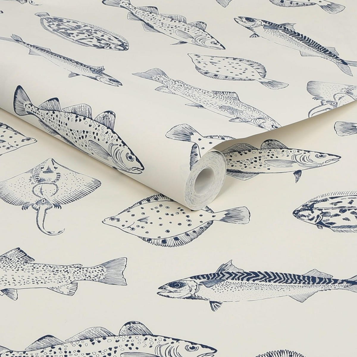 VLIESTAPETE - Küstenfische Blau - Blau, Papier/Kunststoff (52/1000cm) - Joules