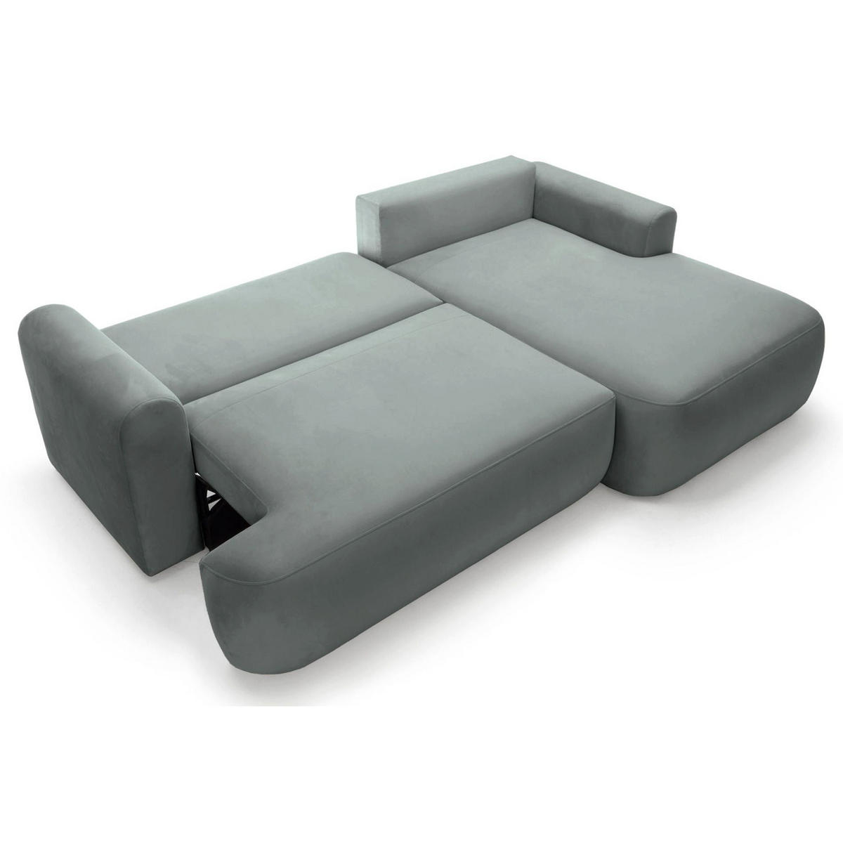 ECKSOFA Ovo Grau mit wasserabweisendem Samtbezug - Schwarz/Grau, Kunststoff/Textil (165/260cm) - Selsey
