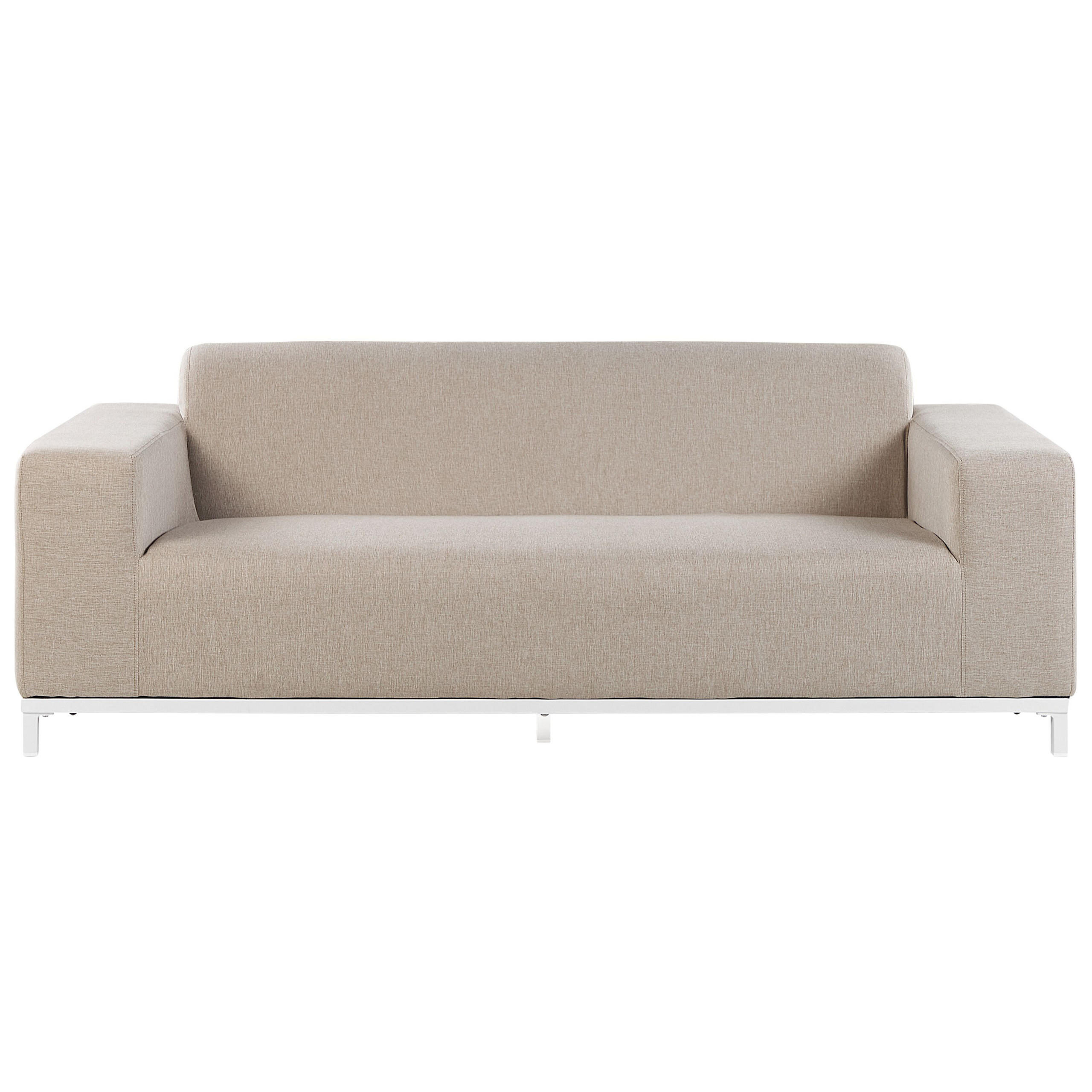 GARTENSOFA 3-Sitzer beige/weisses Gestell Rovigo - Beige/Weiß, Textil (186/68/84cm) - Beliani