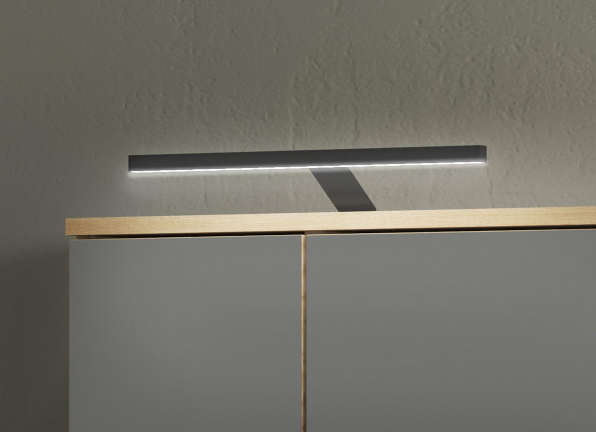 BADMÖBEL-SET 5-teilig weiß, Evoke Eiche, Badkombination 182 x 190 cm - Eichefarben/Schwarz, Glas/Holzwerkstoff (182/190/33cm) - Furn.Design