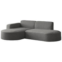 ECKSOFA Hana L-Form 3-Sitzer Ecke Links, Boucle, Grau 241/73/168 cm - Schwarz/Grau, Textil/Metall (241/168cm) - WFL GROUP