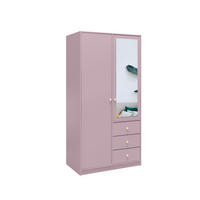 KLEIDERSCHRANK Rainbow Pflaume, zweitüriger Drehtürenschränk mit Spiegel und Schubladen - Pflaume, Holzwerkstoff (100/200/58cm) - Bettso