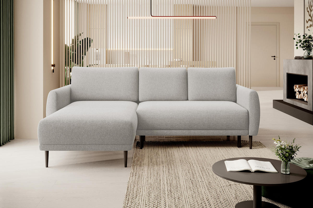 ECKSOFA BONO Stilvolles Sofa mit Schlaffunktion, Robuste Holzfüße, Elegante Armlehnen, Tiefe Sitzfläche 226x164x88cm, Linke, Beige - Beige, Holz/Textil (164/226cm) - DomoHome