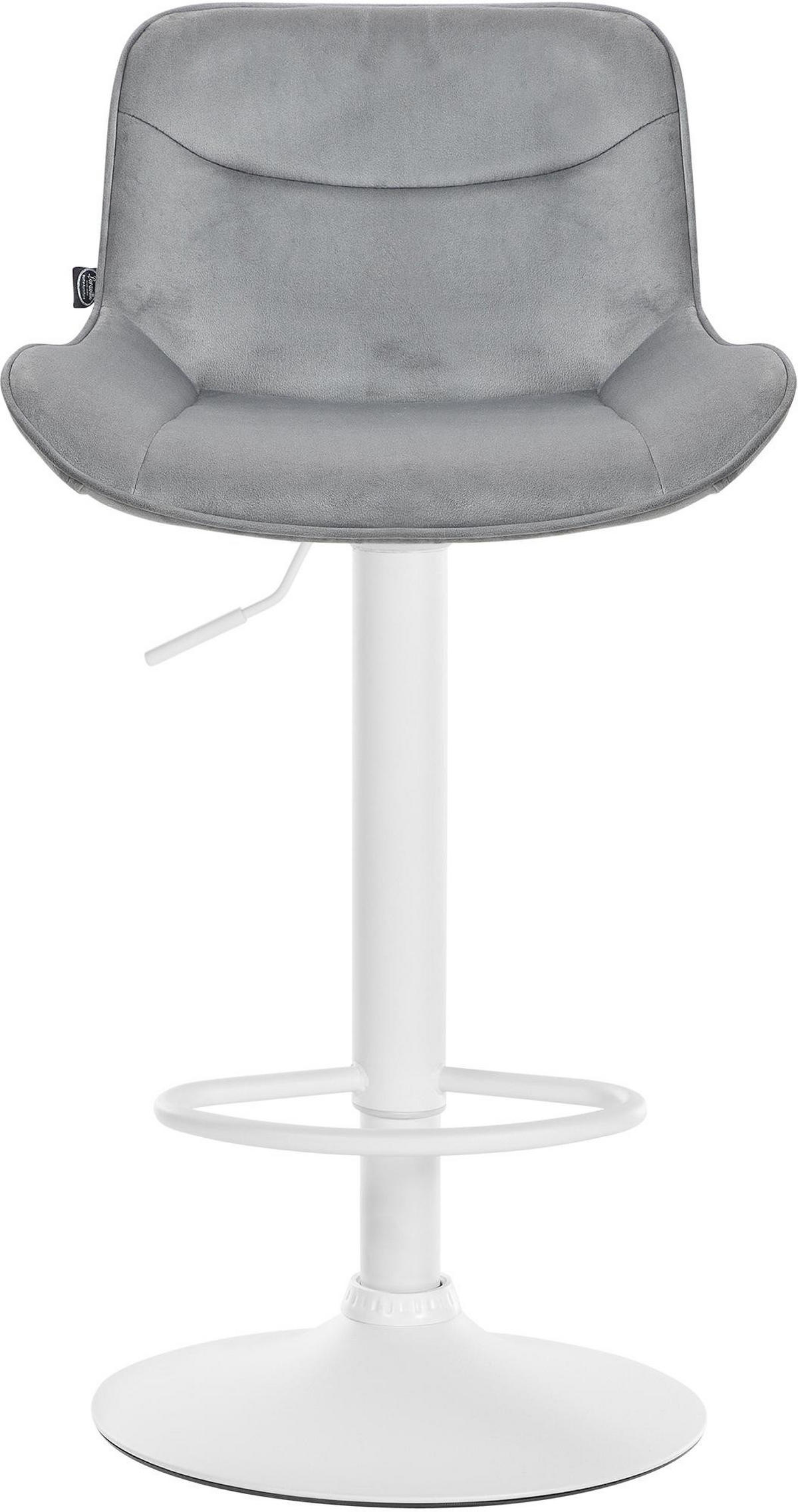 BARHOCKER 2er Set Samt grau - Weiß/Grau, Textil/Metall (49/85/51cm) - CLP
