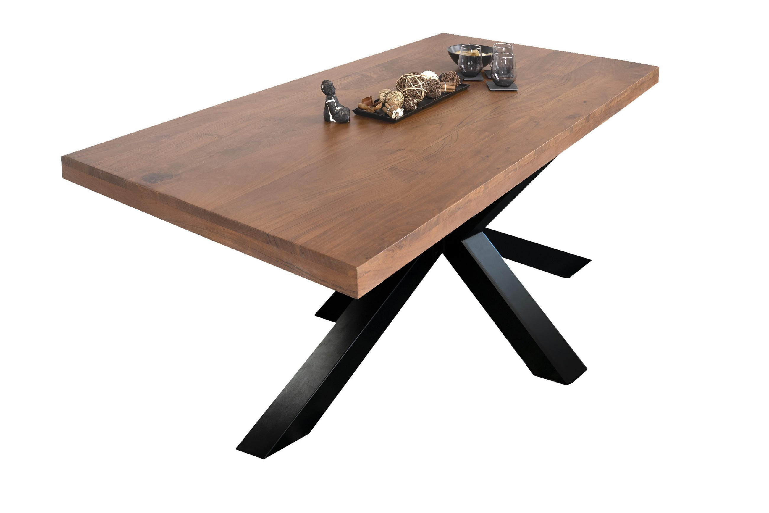 ESSTISCH RIO - Beige/Schwarz, Holz/Metall (100/220/77cm) - SAM