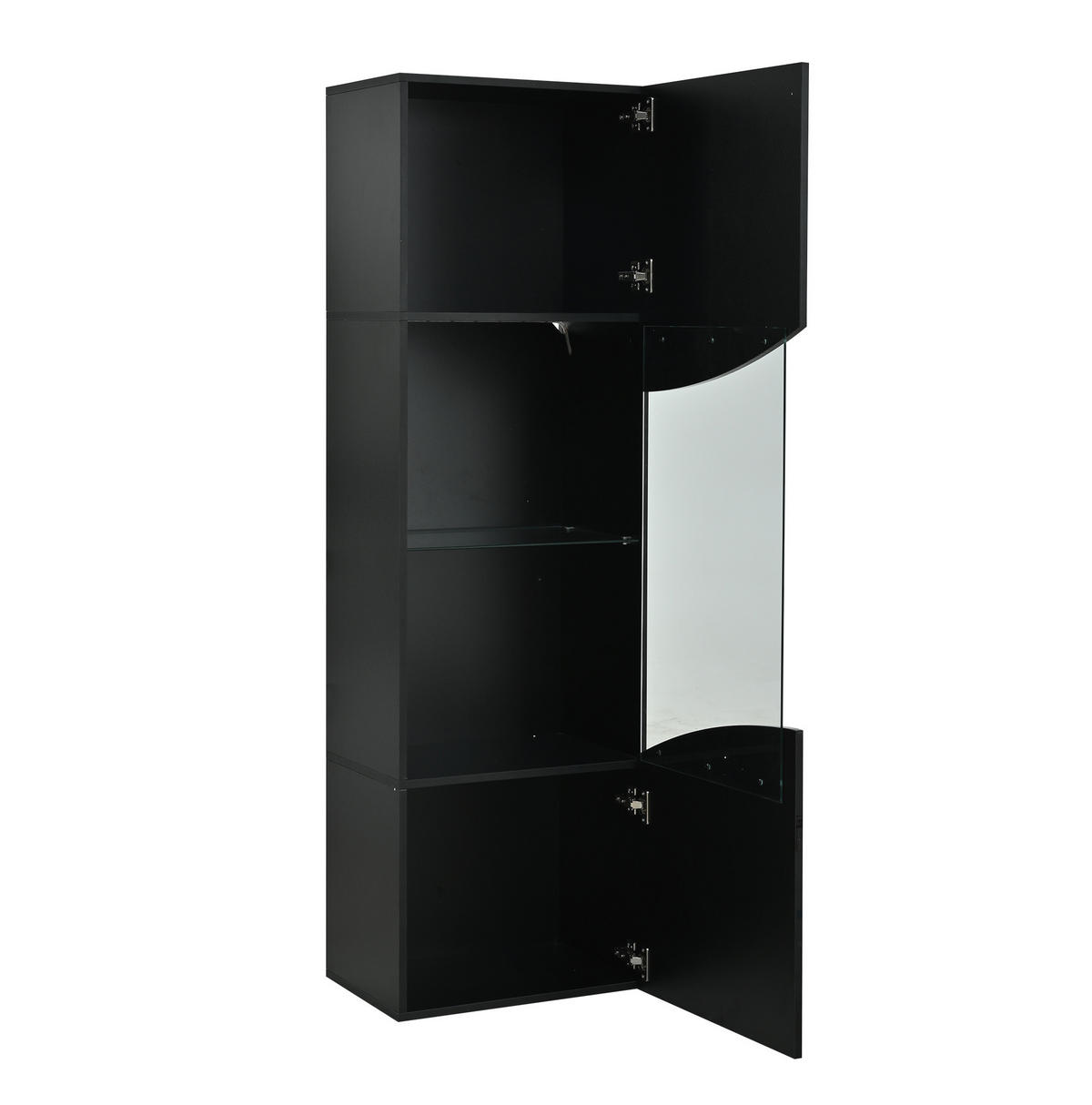 VITRINENSCHRANK mit LED 35 x 50 x 165 cm Hochglanz Schwarz - Schwarz, Holzwerkstoff (50/165/35cm) - Beauniv