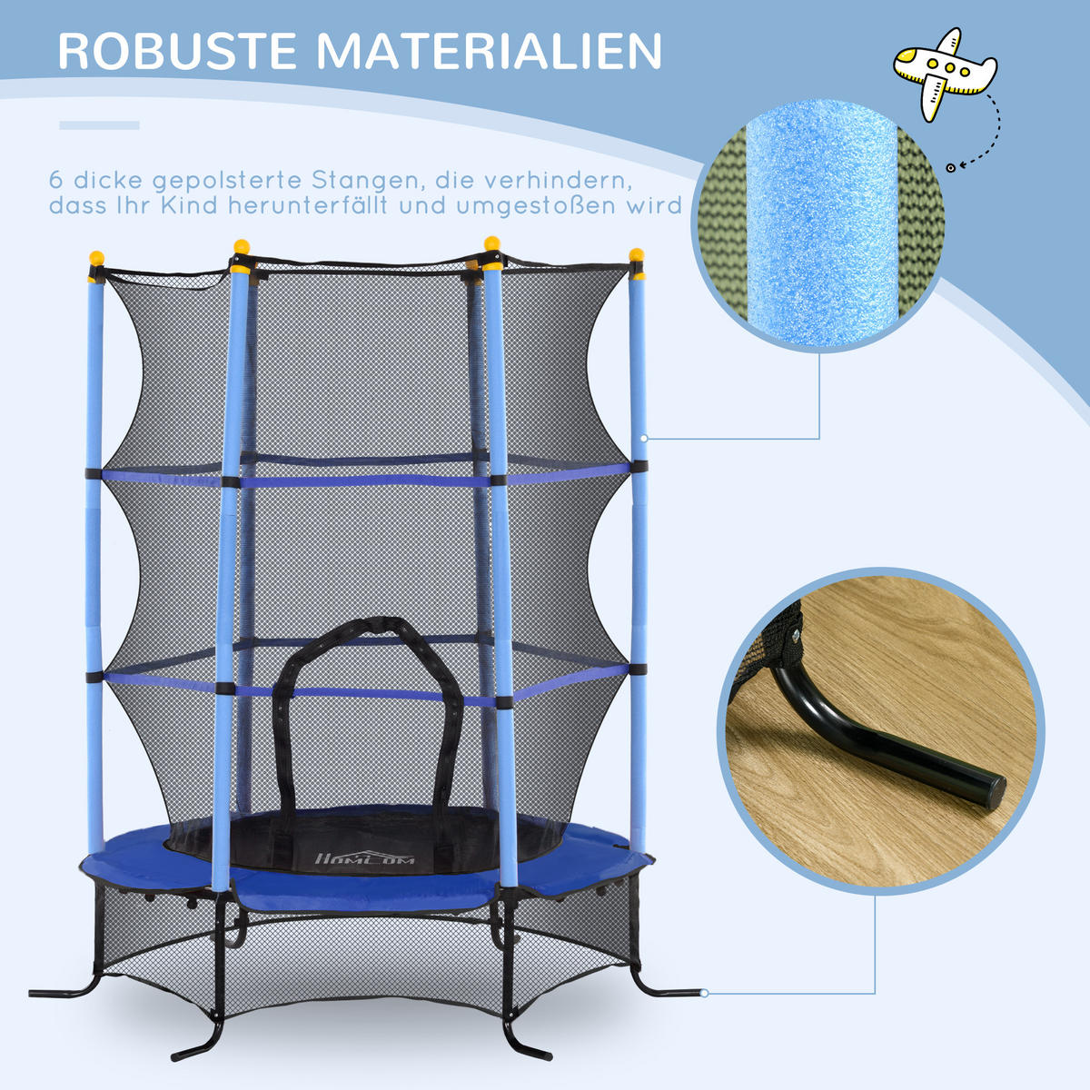 KINDERTRAMPOLIN - Blau, Kunststoff/Metall (163/163cm) - HOMCOM